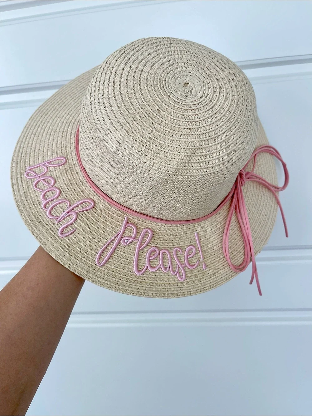 Kids Straw Sun Hat with Pink Floral Bow
